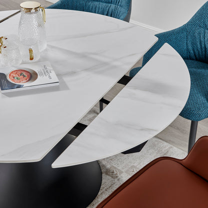 LOLA Table à manger extensible avec plateau en céramique, 130x80/130xH77/75CM