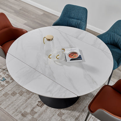 LOLA Table à manger extensible avec plateau en céramique, 130x80/130xH77/75CM