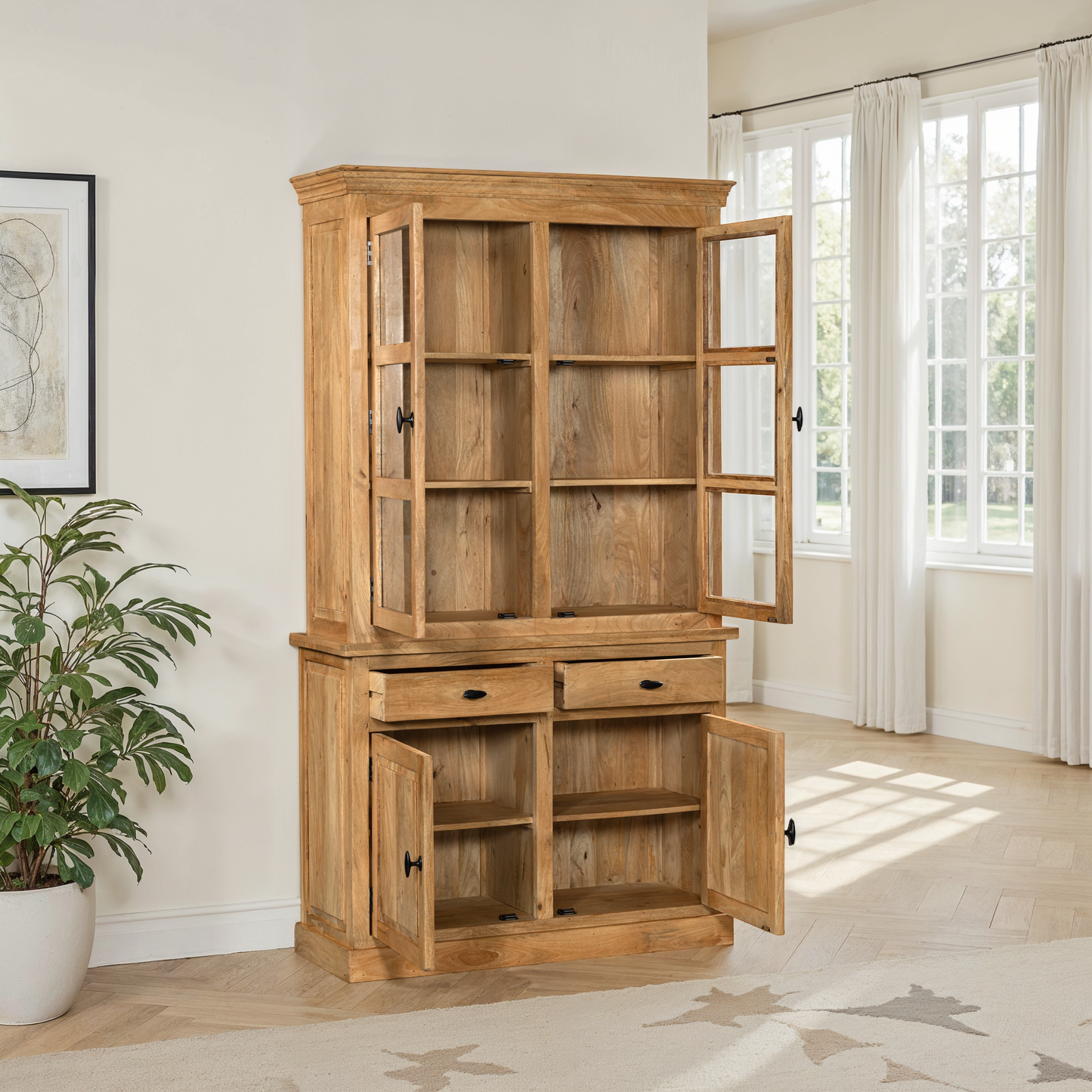 Vaisselier en bois de manguier, H220CM - ORLANE