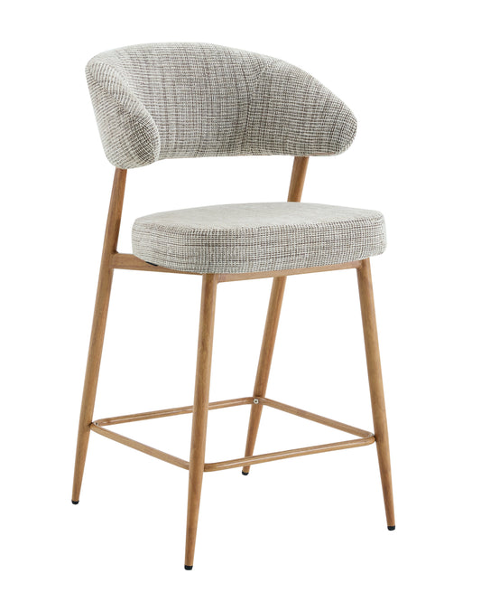 Chaise haute tabouret de bar en tissu anti tache, 55x52,5xH95CM - LUCIA (hauteur assise - 64cm)