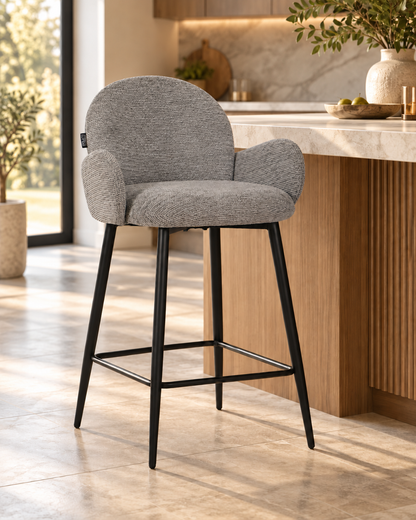 Chaise Haute Tabouret de bar en tissu anti tache, 57x55xH108CM ( 65 cm hauteur assise)- EDEN