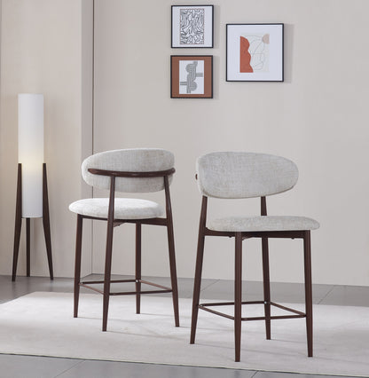 Chaise haute tabouret de bar en tissu anti tache, 50x58xH95CM Japandi