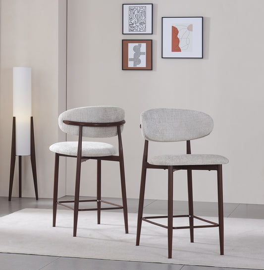 Chaise haute tabouret de bar en tissu anti tache, 50x58xH95CM Japandi