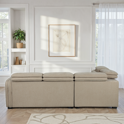 Canapé d'angle en tissu anti tache, 257x231xH81CM - YAEL