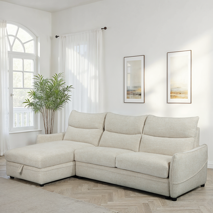 Canapé d'angle en tissu anti tache convertible, 272x164xH100CM - MARKO