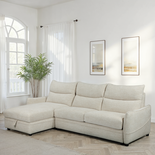 Canapé d'angle en tissu anti tache convertible, 272x164xH100CM - MARKO