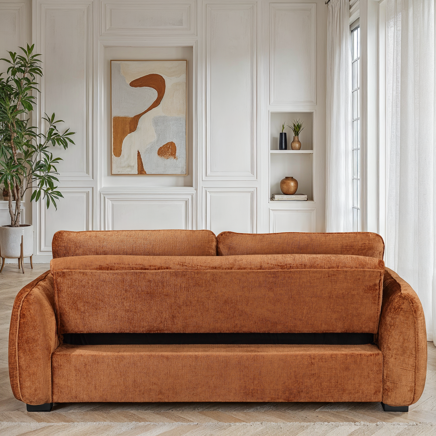Canapé lit clic-clac convertible en tissu anti tache, 215x96xH90CM - LEON