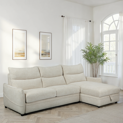 Canapé d'angle en tissu anti tache convertible, 272x164xH100CM - MARKO