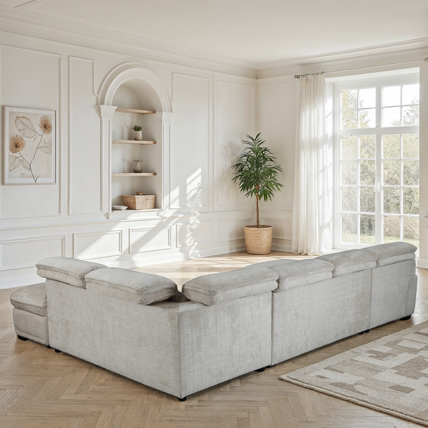 Canapé d'angle convertible en tissu avec coffre rangement, H79/98CM - VENICE