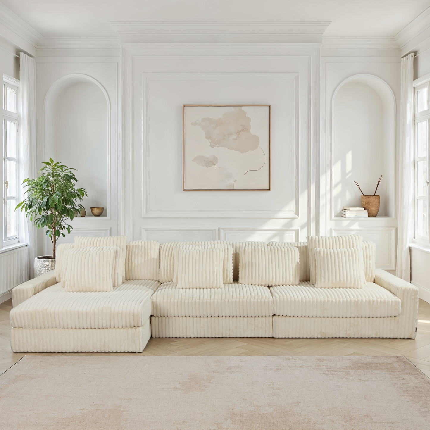 Canapé angle velours réversible  tissu doux - VITO