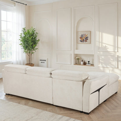 Canapé d'angle convertible en tissu avec coffre rangement, 246x173xH78/94CM - THALIA