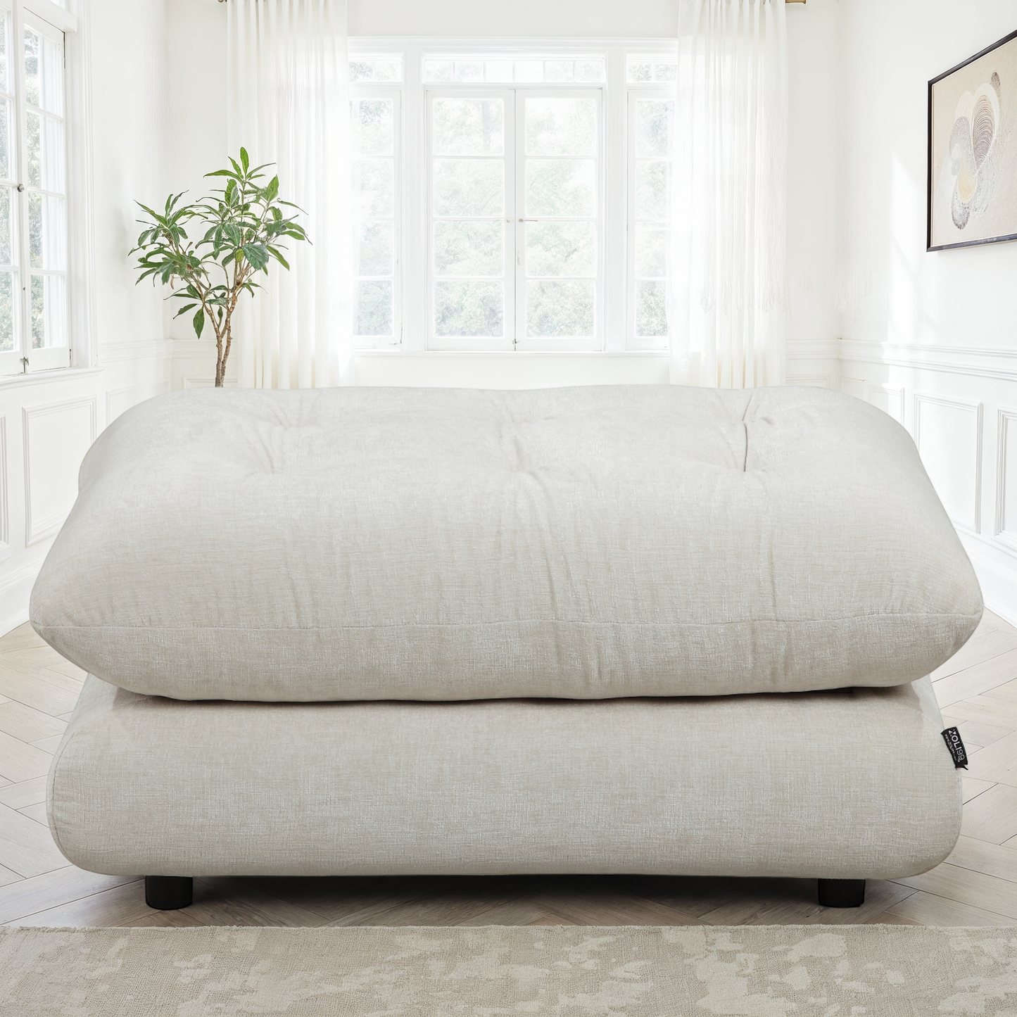 Pouf en tissu anti tache, 92x60xH45CM - MARTINA