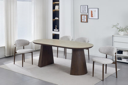 Table à manger en particules de bois plateau céramique, 200x90xH76CM - JAPANDI