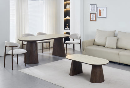 Table à manger en particules de bois plateau céramique, 200x90xH76CM - JAPANDI