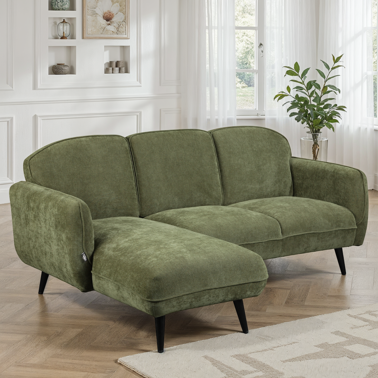 Canapé d'angle en tissu anti tache, 195x135xH84CM - CLARA