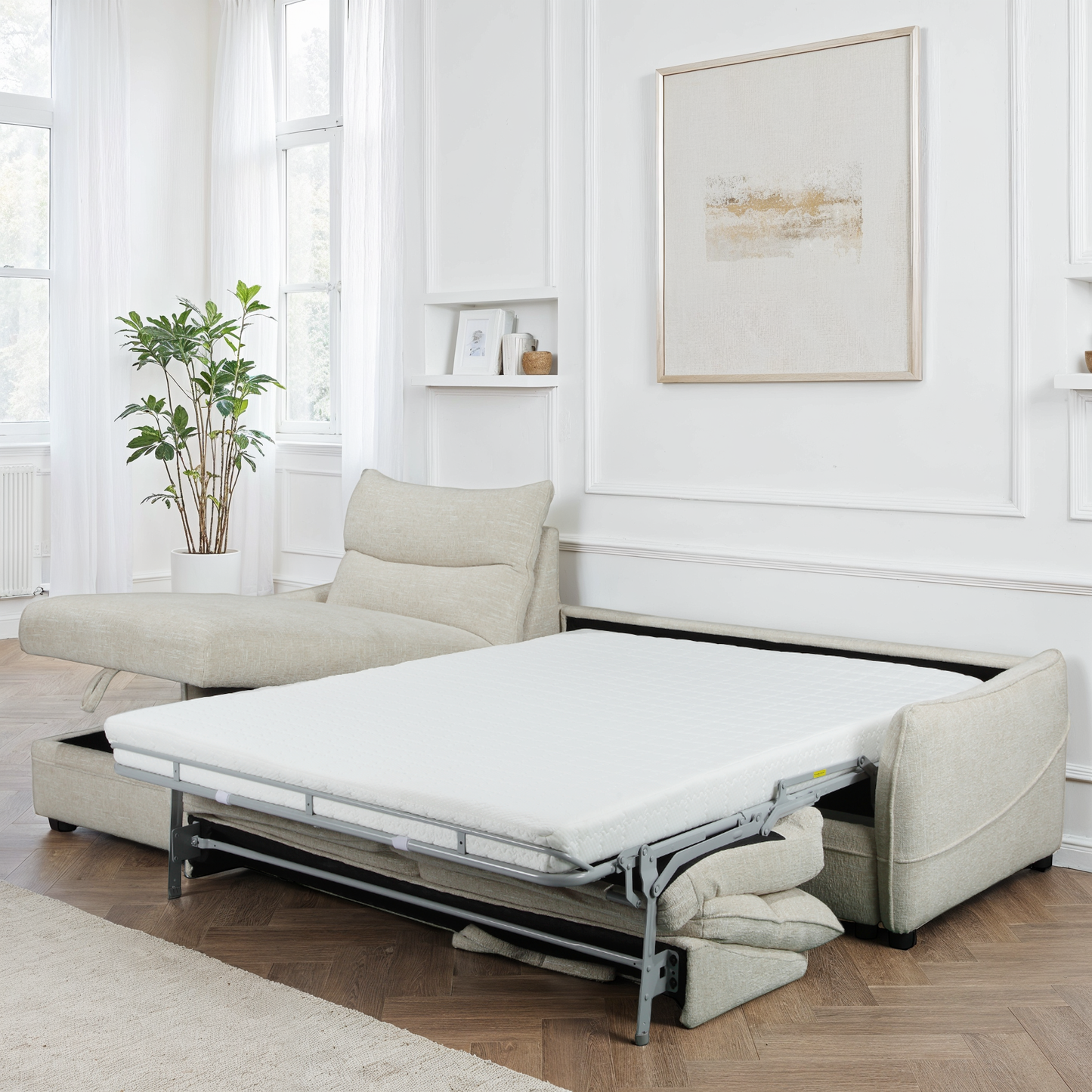 Canapé d'angle en tissu anti tache convertible, 272x164xH100CM - MARKO