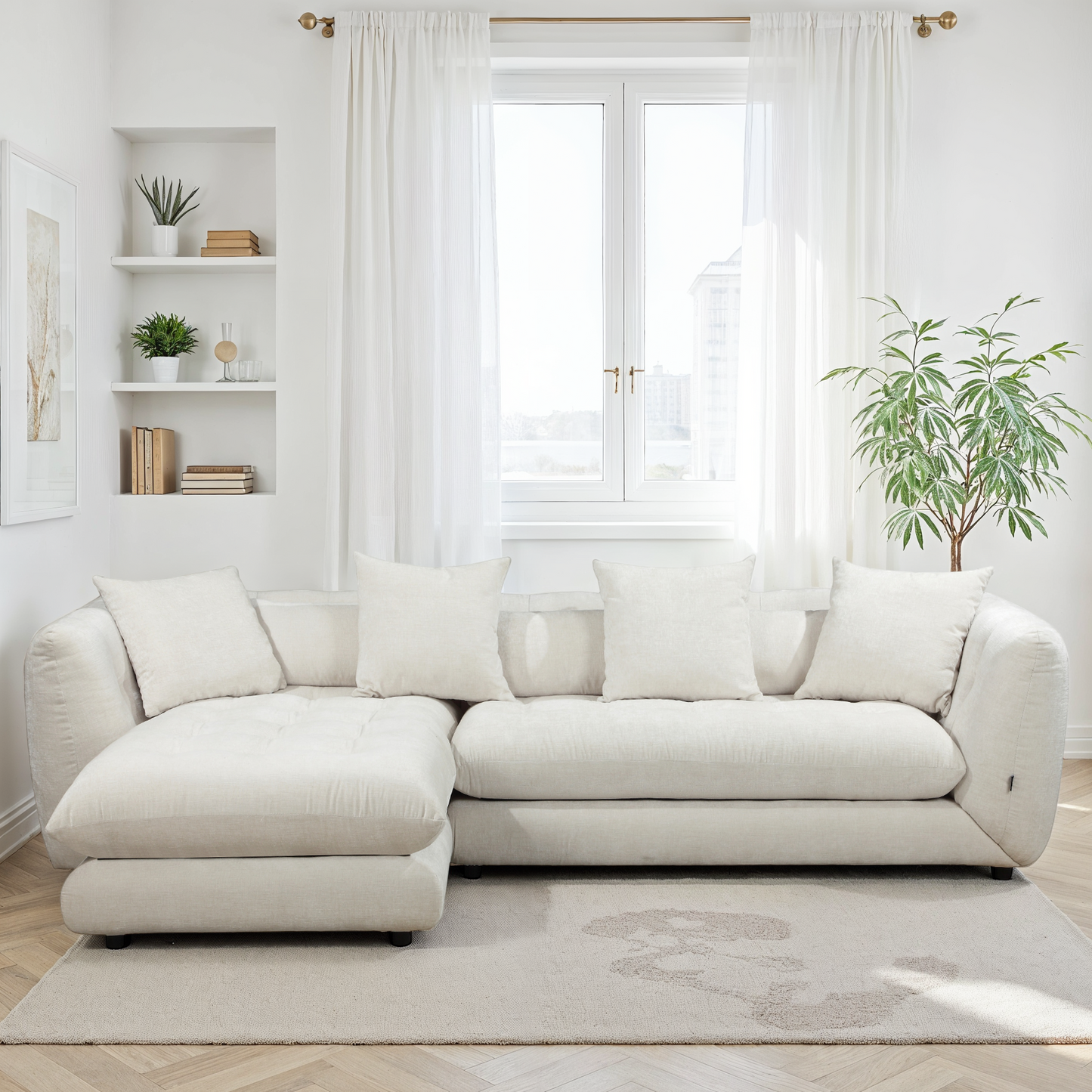 Canapé d'angle en tissu anti tache, 280x165xH75CM - MARTINA