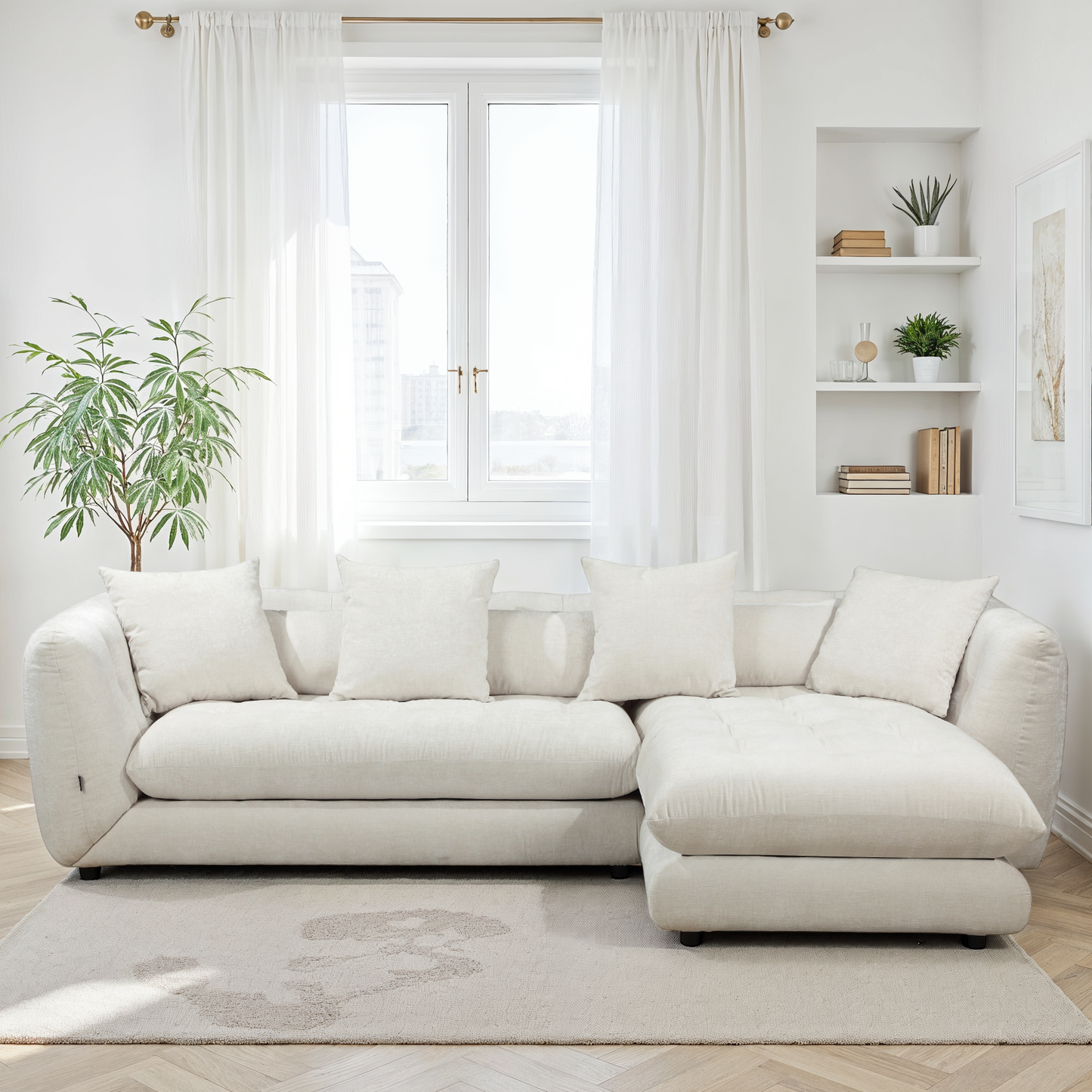 Canapé d'angle en tissu anti tache, 280x165xH75CM - MARTINA