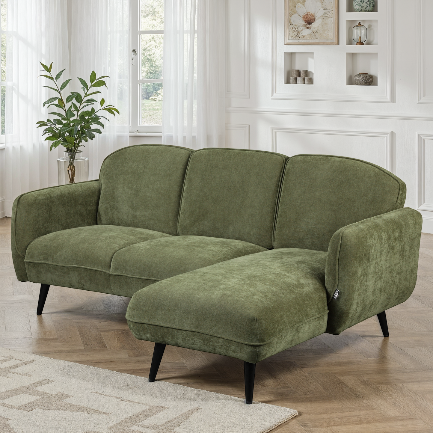 Canapé d'angle en tissu anti tache, 195x135xH84CM - CLARA