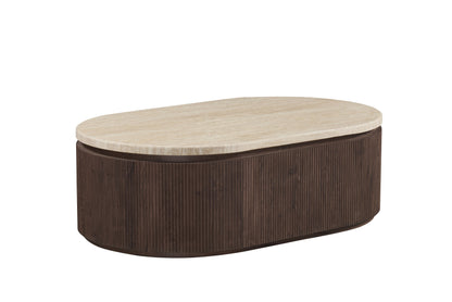 Table basse en particules de bois plateau céramique, 130x80xH40CM - JAPANDI