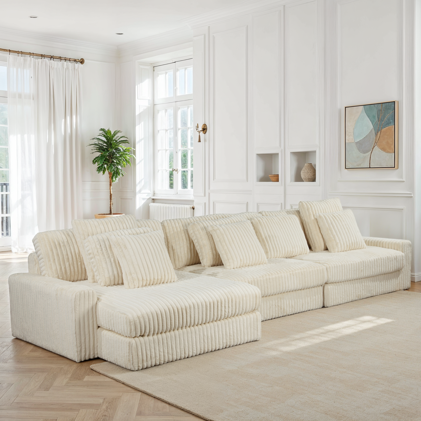 Canapé angle velours réversible  tissu doux - VITO