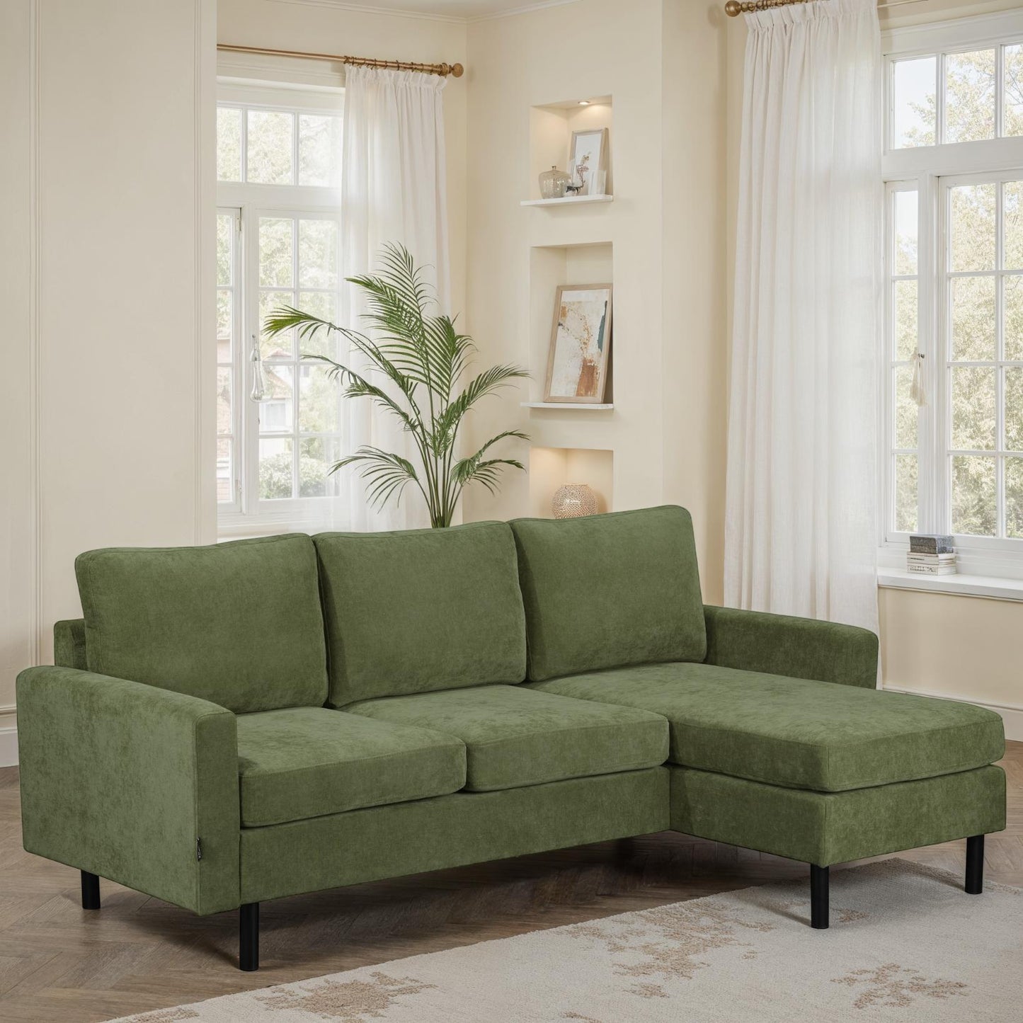 Canapé d'angle compact 3 places 200x135x80cm réversible - RIB