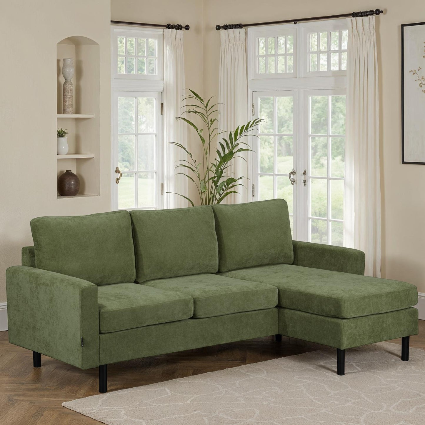 Canapé d'angle compact 3 places 200x135x80cm réversible - RIB