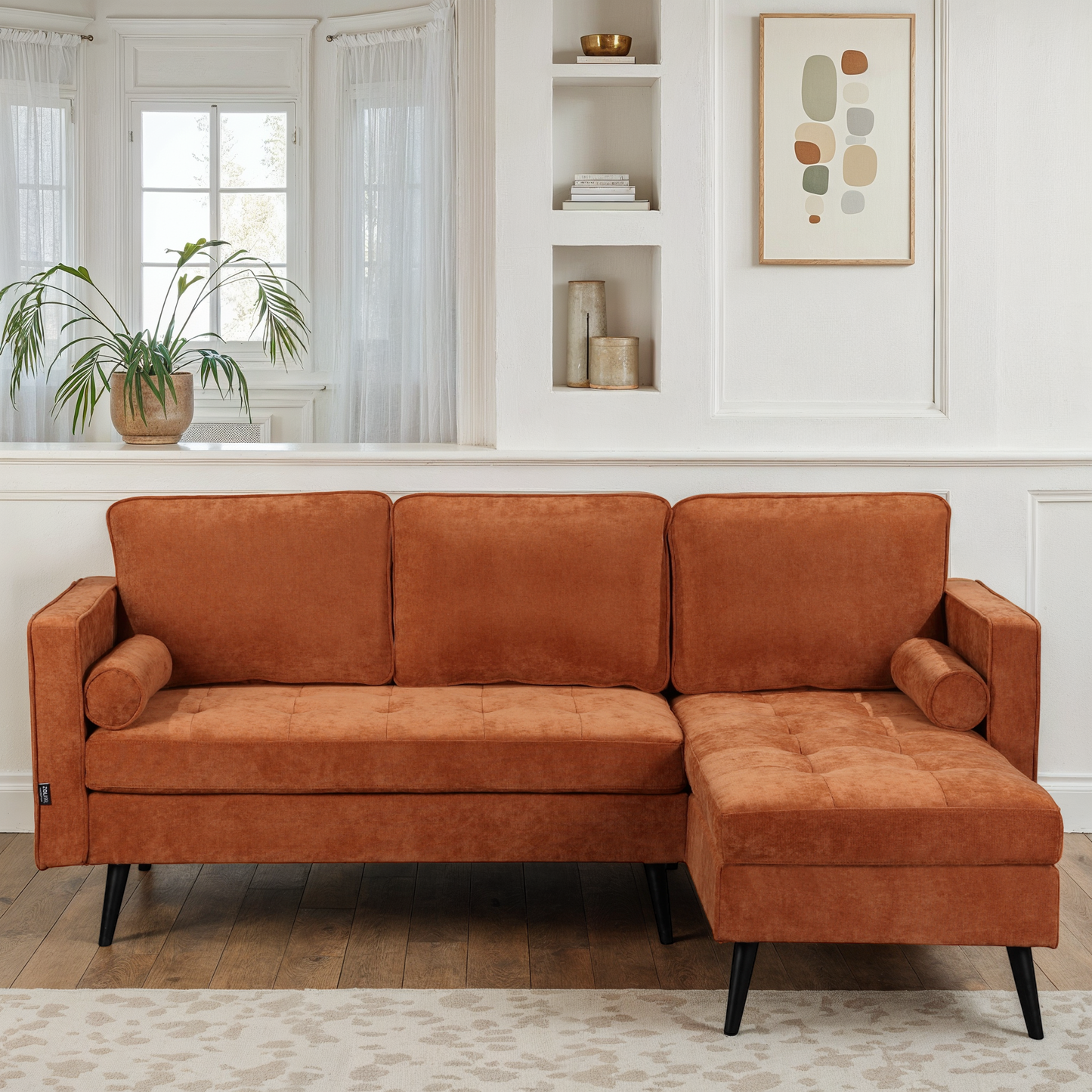 Canapé d'angle en tissu anti tache, 210x149xH91CM - SASHA