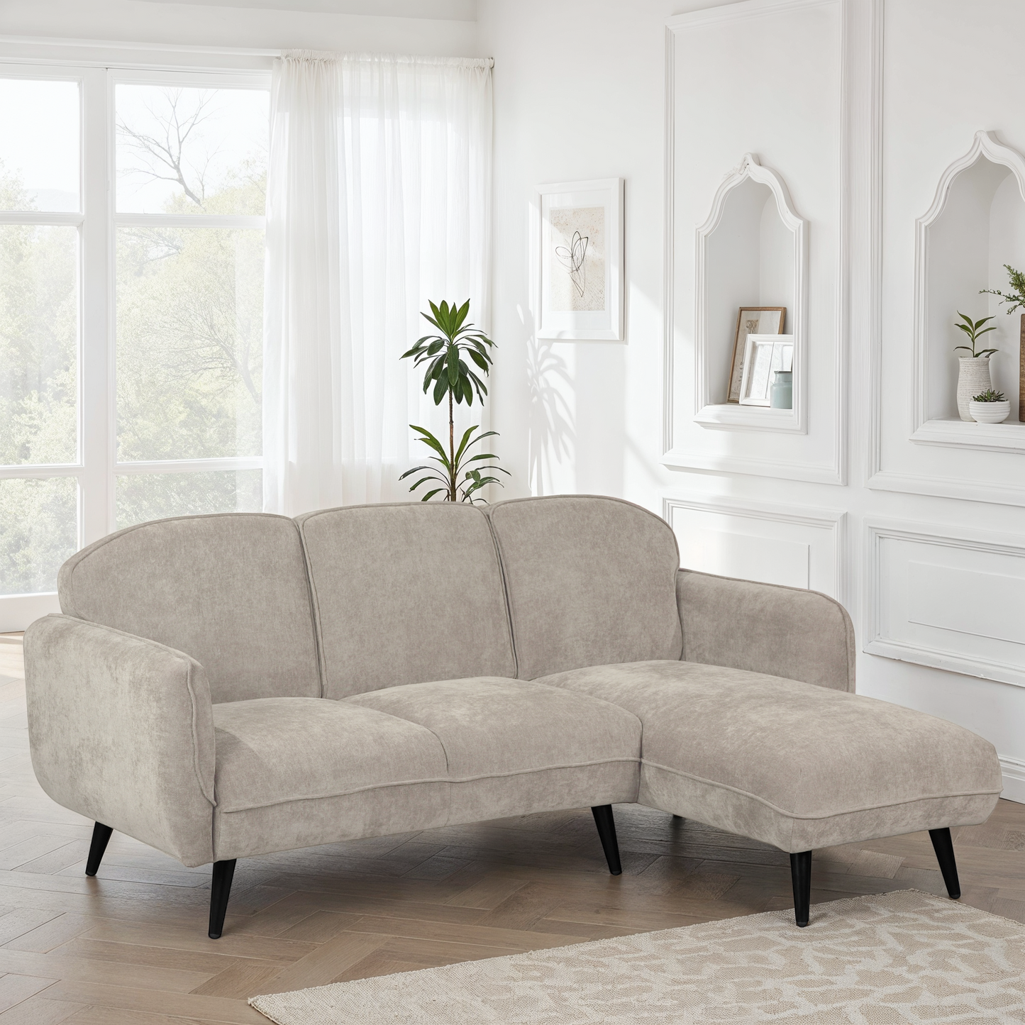 Canapé d'angle en tissu anti tache, 195x135xH84CM - CLARA