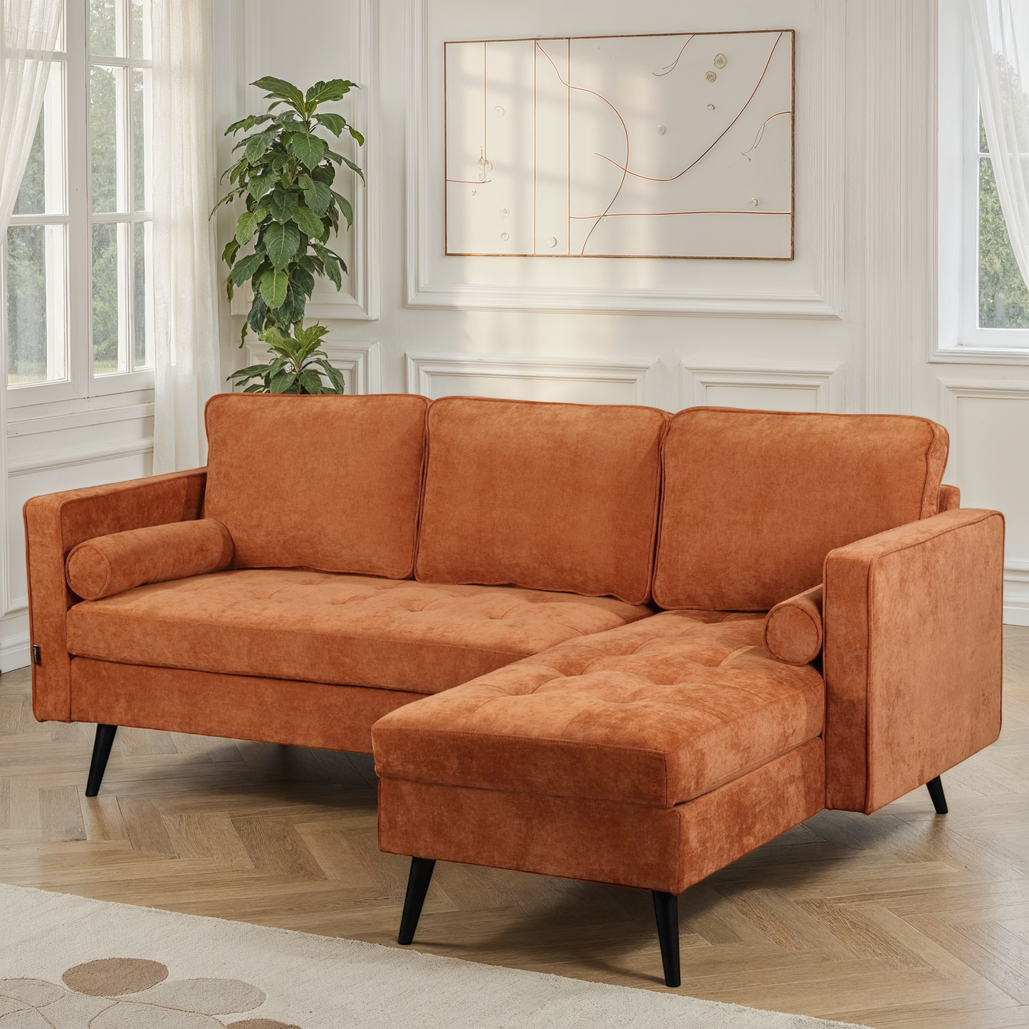 Canapé d'angle en tissu anti tache, 210x149xH91CM - SASHA