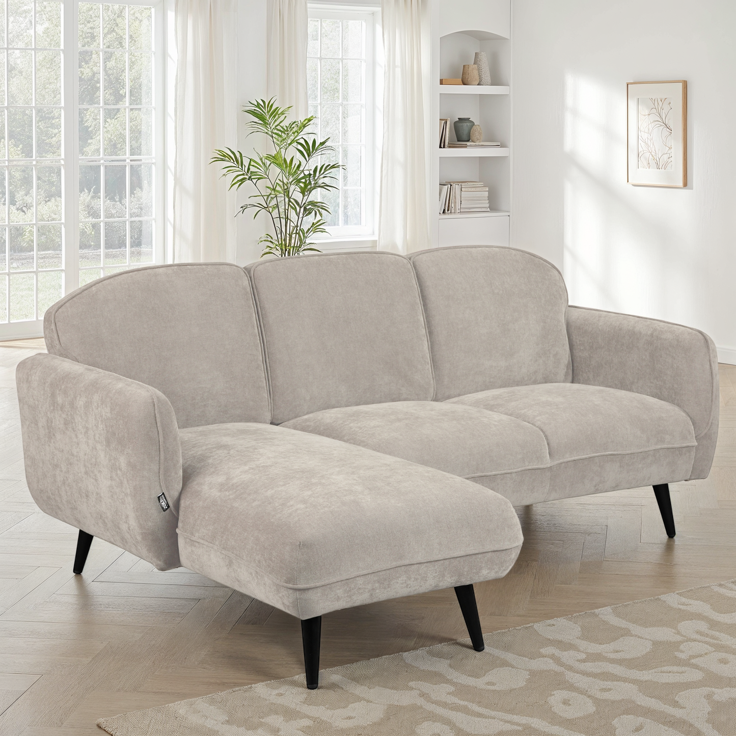 Canapé d'angle en tissu anti tache, 195x135xH84CM - CLARA