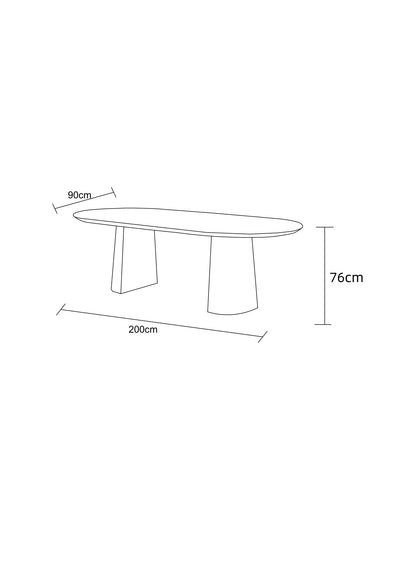 Table à manger en particules de bois plateau céramique, 200x90xH76CM - JAPANDI