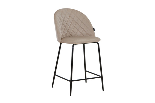 Tabouret de bar en velours pieds noirs, 45x51,5xH106CM - HESTER