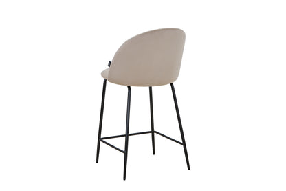 Tabouret de bar en velours pieds noirs, 45x51,5xH106CM - HESTER