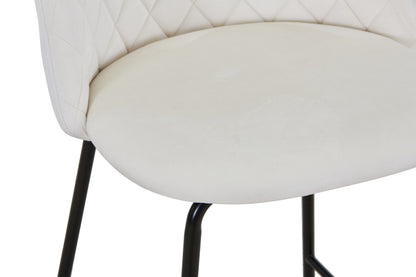 Tabouret de bar en velours pieds noirs, 45x51,5xH106CM - HESTER