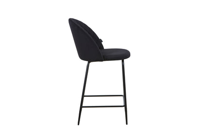 Tabouret de bar en velours pieds noirs, 45x51,5xH106CM - HESTER