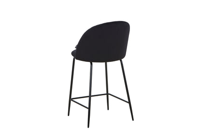 Tabouret de bar en velours pieds noirs, 45x51,5xH106CM - HESTER