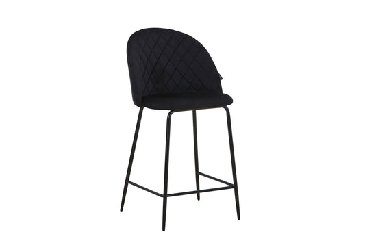 Tabouret de bar en velours pieds noirs, 45x51,5xH106CM - HESTER