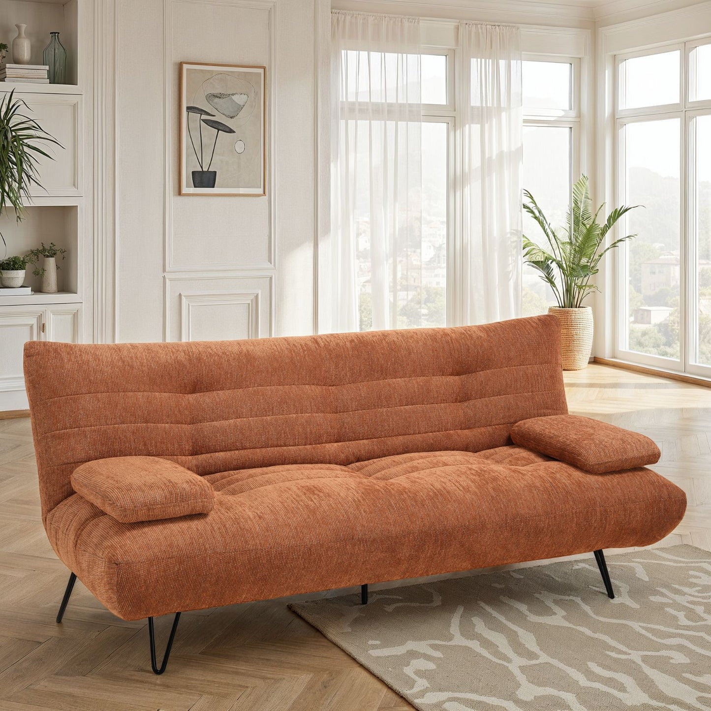 Canapé lit clic-clac convertible en tissu anti tache, 191x86xH85CM - LEONORE