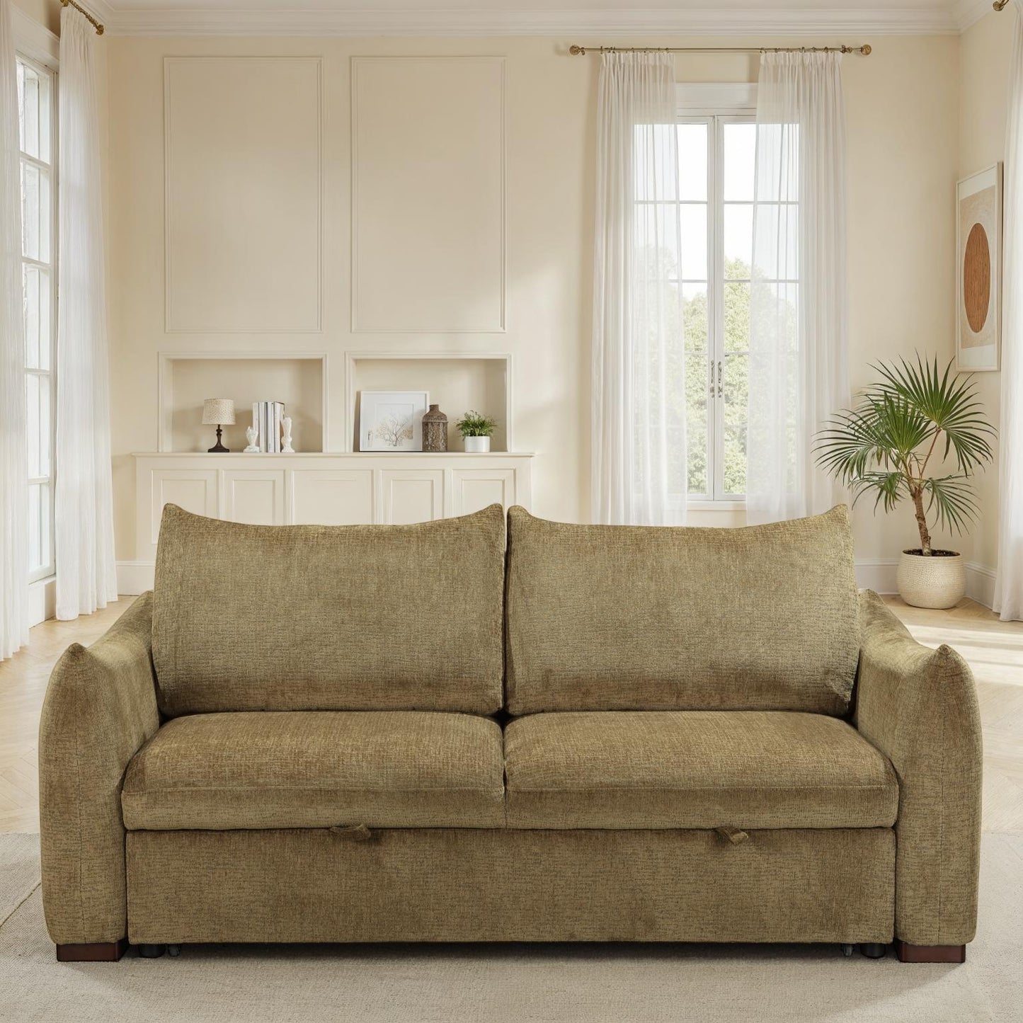 Canapé convertible clic-clac avec coffre convertible en tissu anti tache, 206x101xH93CM - NAOMI