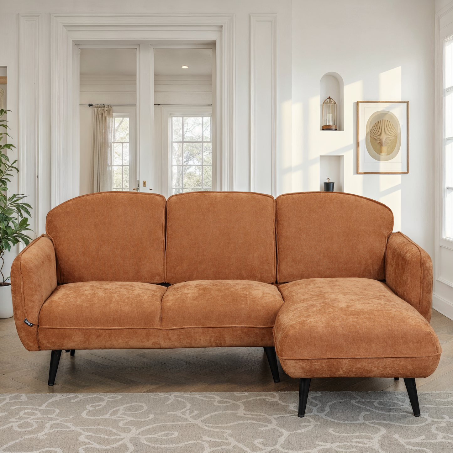 Canapé d'angle en tissu anti tache, 195x135xH84CM - CLARA