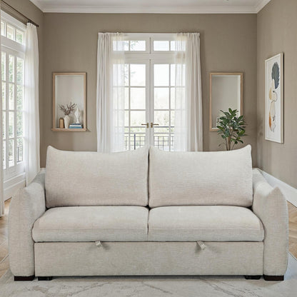 Canapé convertible clic-clac avec coffre convertible en tissu anti tache, 206x101xH93CM - NAOMI