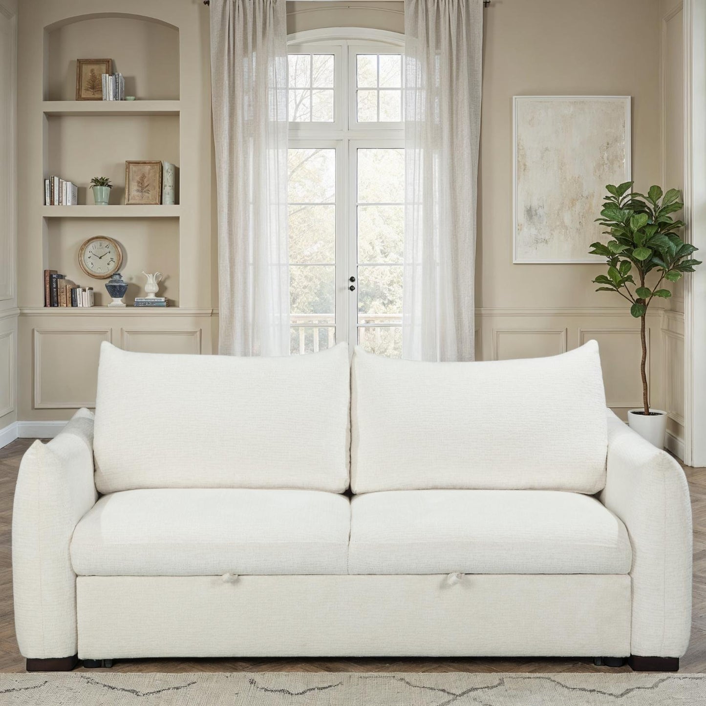 Canapé convertible clic-clac avec coffre convertible en tissu anti tache, 206x101xH93CM - NAOMI