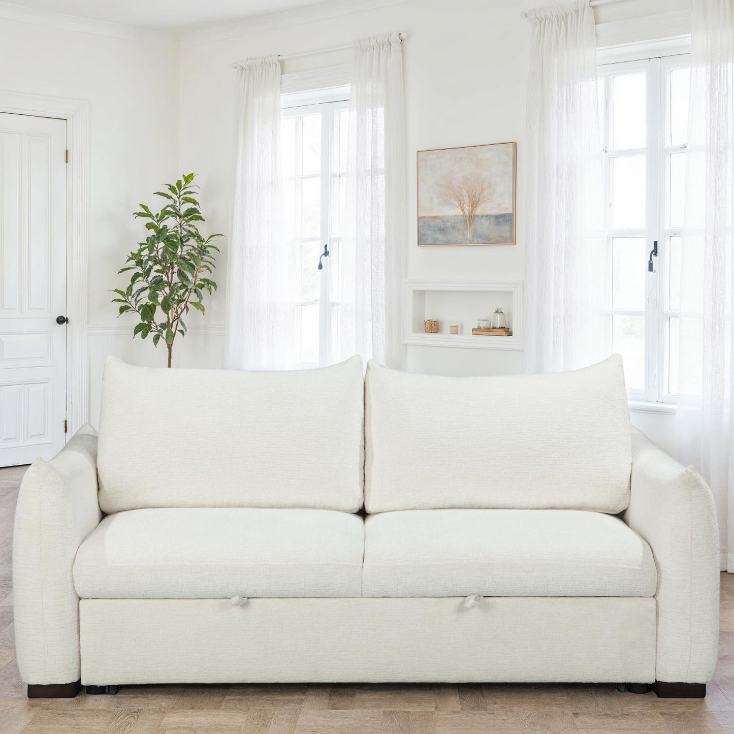 Canapé convertible clic-clac avec coffre convertible en tissu anti tache, 206x101xH93CM - NAOMI