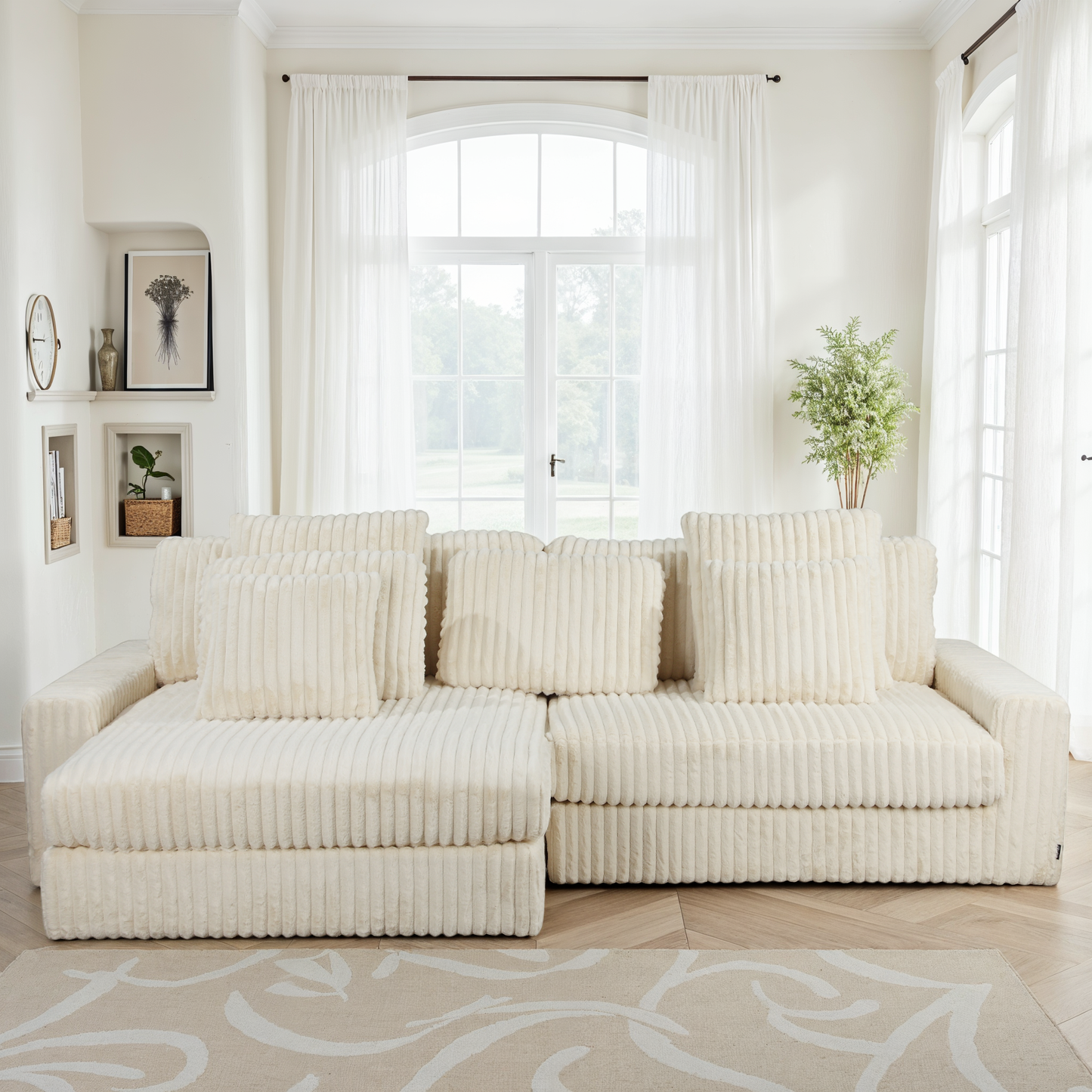 Canapé angle velours réversible  tissu doux - VITO