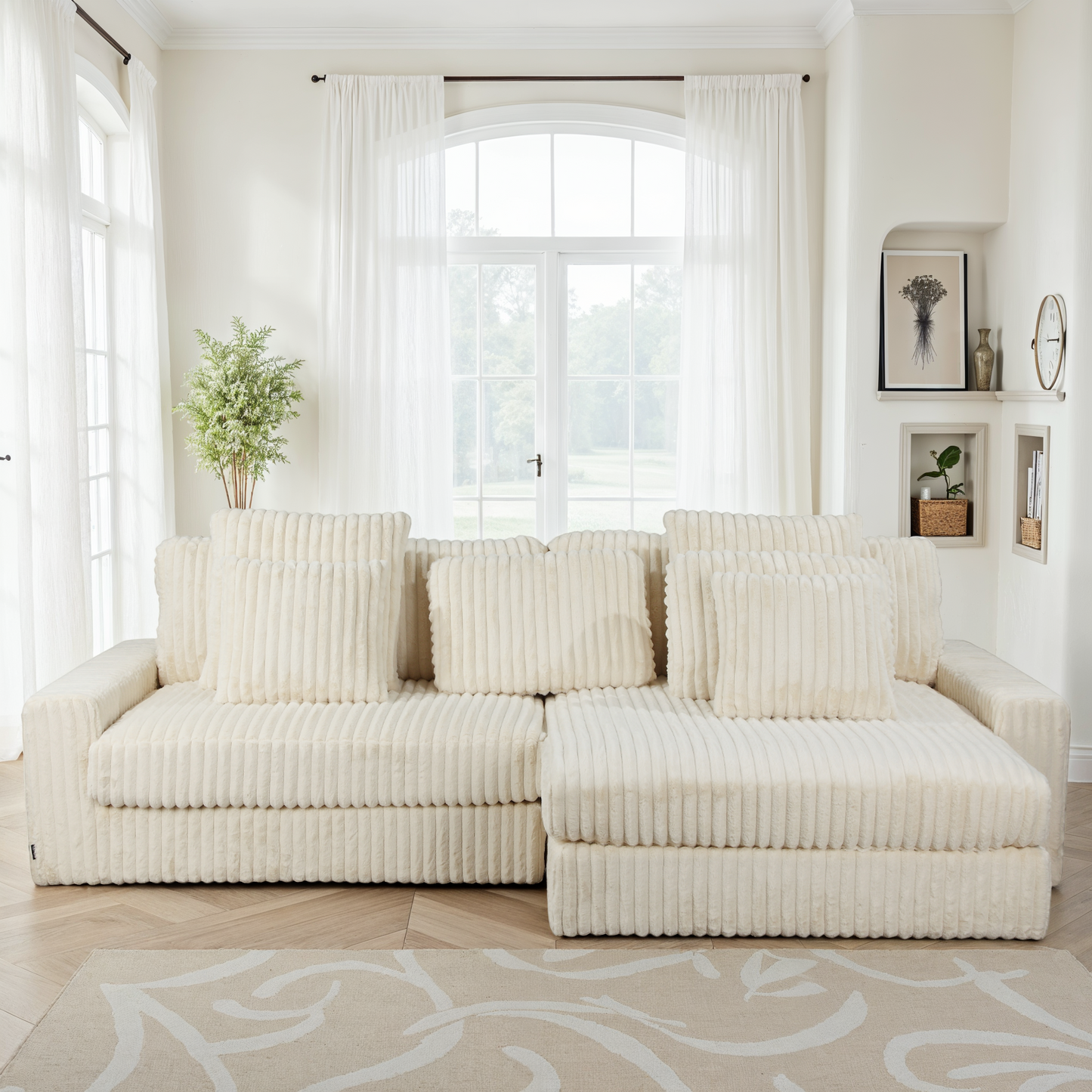 Canapé angle velours réversible  tissu doux - VITO