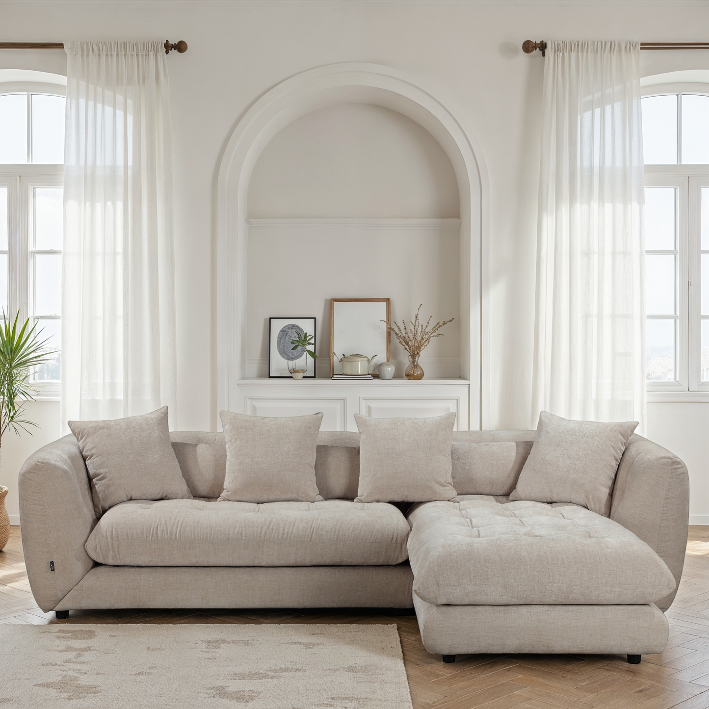 Canapé d'angle en tissu anti tache, 280x165xH75CM - MARTINA