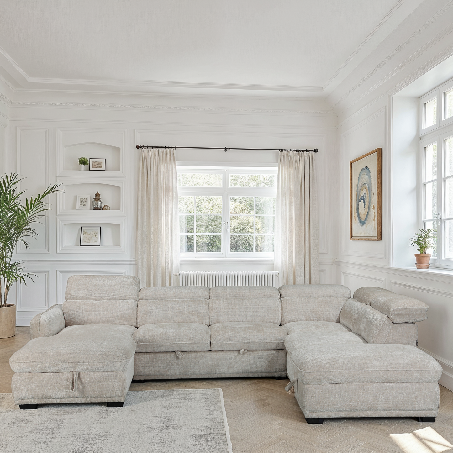 Canapé d'angle convertible en tissu avec coffre rangement, H79/98CM - VENICE