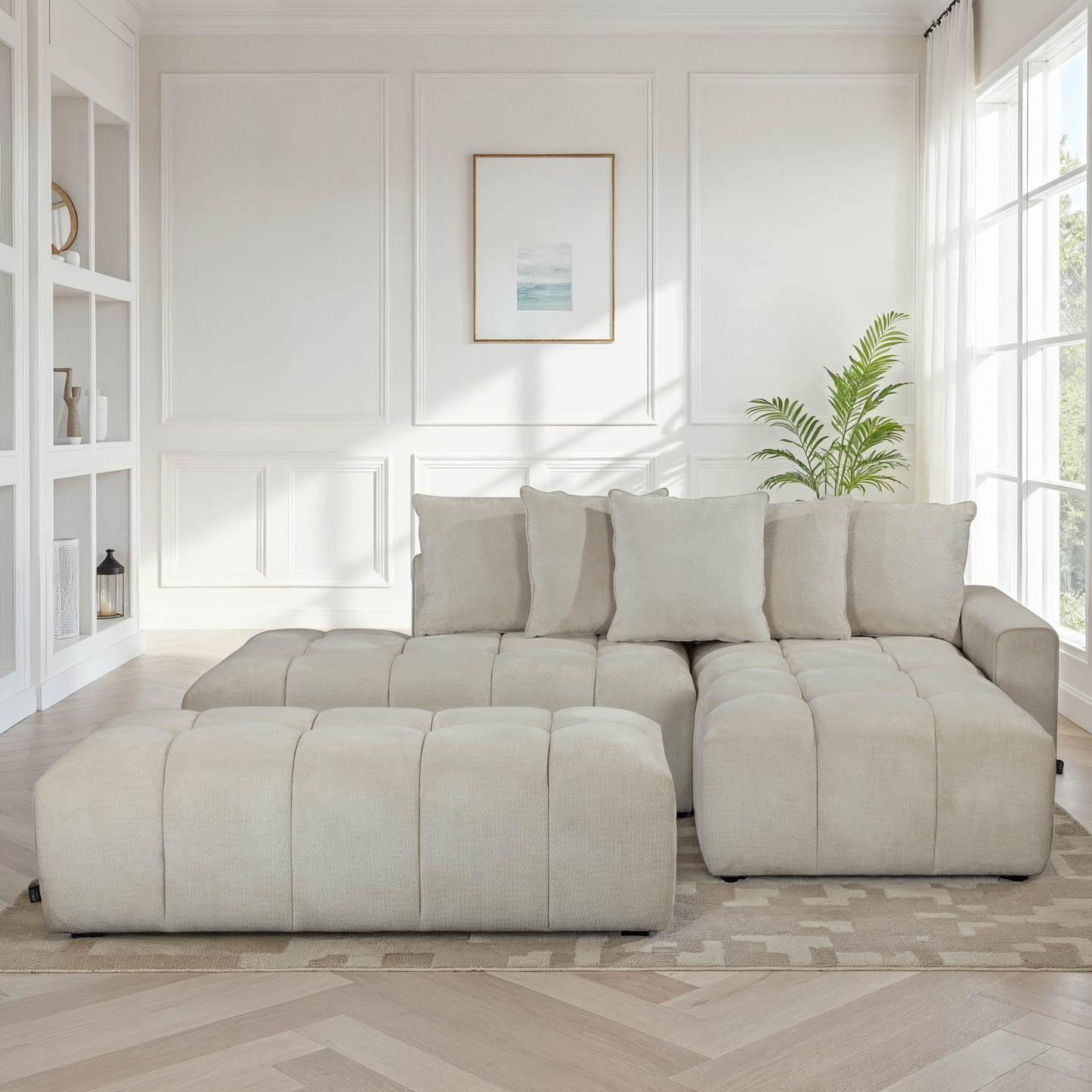 Canapé d'angle en tissu anti tache, 270x162xH97CM - MAGEVE