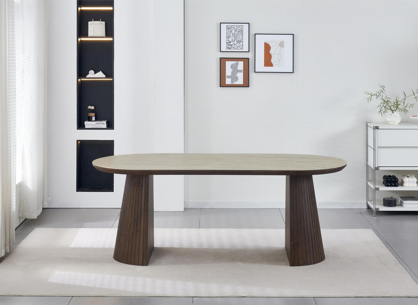 Table à manger en particules de bois plateau céramique, 200x90xH76CM - JAPANDI